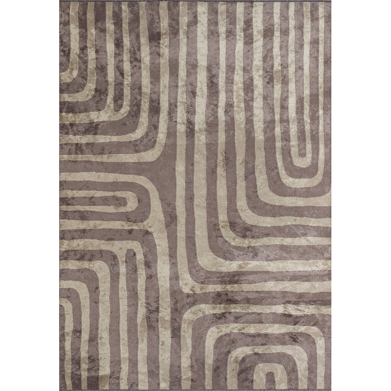 Amberleigh Rectangle Geometric Cotton and Viscose Indoor / Outdoor Area Rug, Rectangle 7'10" x 11'1"