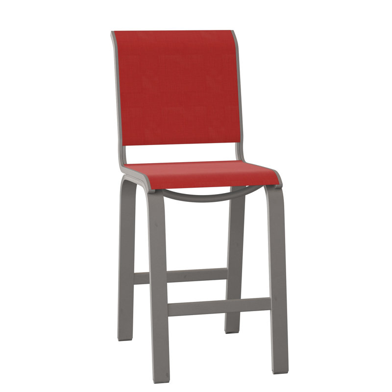 Tabouret de bar 26 po Holna, Rouge 1D Sunbrella®, Gris chaleureux texturé