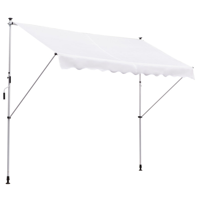 Auvent de patio manuel rétractable blanc, H 110,4 po x l 117,6 po x P 58,8 po
