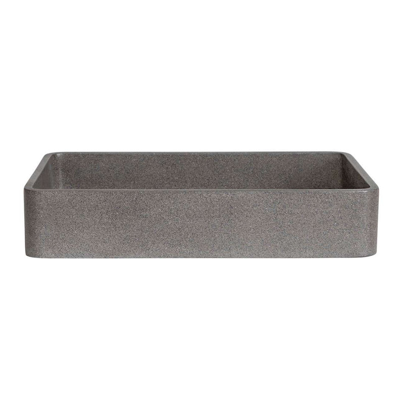 Chevington 12.88'' Concrete Rectangular Bathroom Sink, Black Sandstone