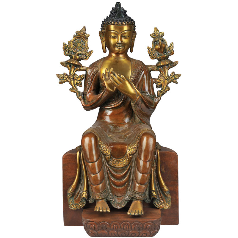Figurine Bouddha Maitreya, Brun / or