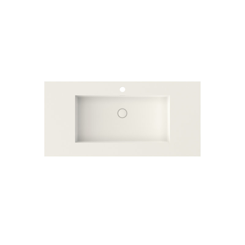Lavabo de meuble-lavabo à surface solide en pierre Stone pour salle de bain, blanc mat, profondeur 39,34 po, largeur 18,8 po, hauteur 6,65 po, 27,49 lb