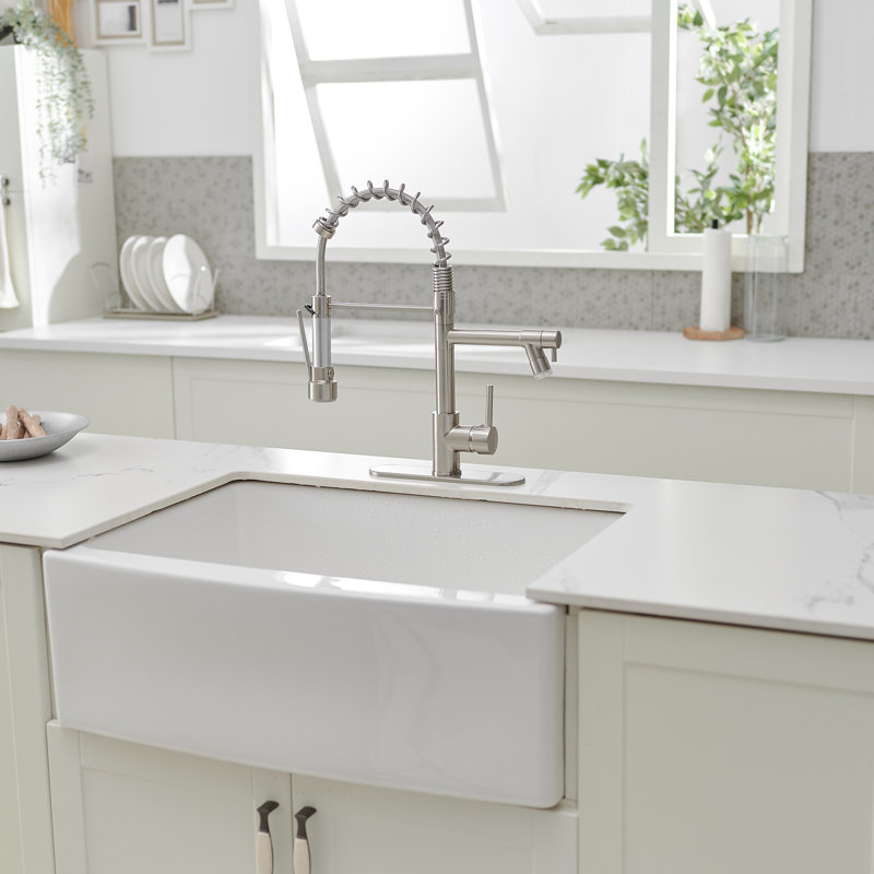 Pull Down Single Handle Kitchen Faucet with Accessories, Brushed Nickel