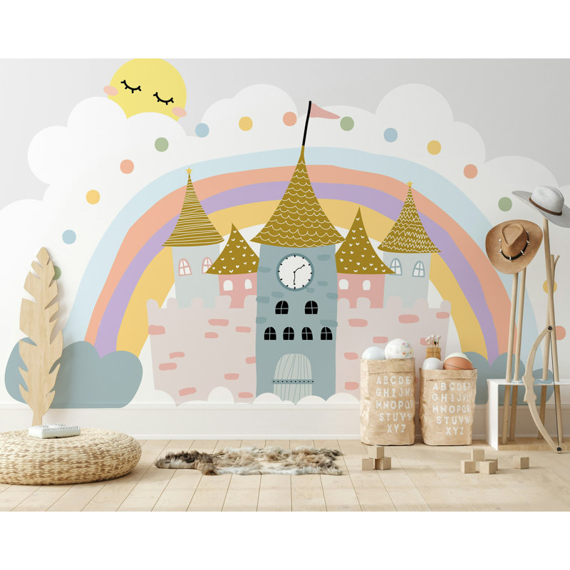 Papier peint amovible Rainbow Castles Sleeping Sun Clouds, L 114 po x l 204 po