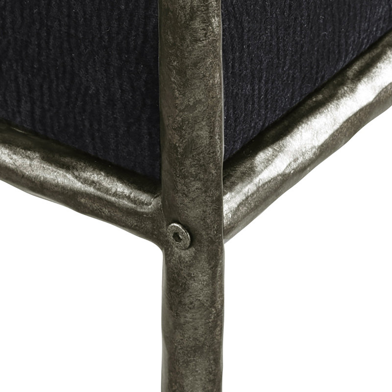 Chaise de salle à manger rembourrée Bastille, Tissu chenille noir, Noir antique