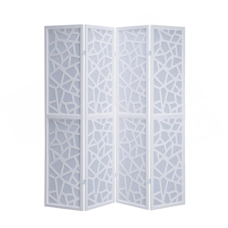 Giyano 4 Panel Screen Room Divider, White, White