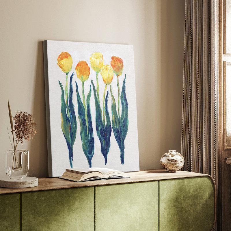 Tulipes dans une rangée I - Gallery Cavas, H 18 po x l 12 po