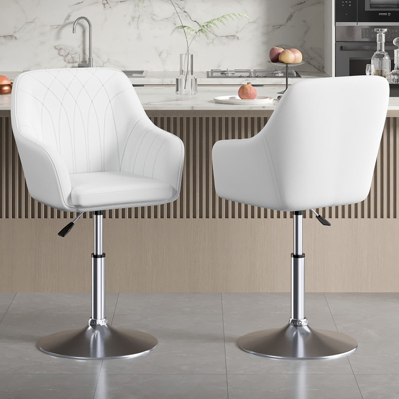 Ensemble de 2 tabourets de bar, chaises de bar pivotantes modernes, tabourets de bar réglables en similicuir à hauteur de comptoir avec dossier pour bar, îlot de cuisine, salle à manger