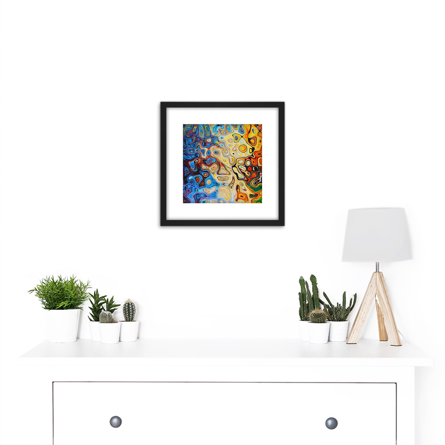 Metro Lane Bright Colourful Abstract Shapes - Picture Frame Painting ...