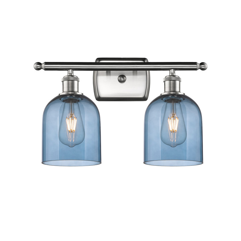 Allysson 2 - Light Dimmable Vanity Light, Brushed Satin Nickel, Princess Blue