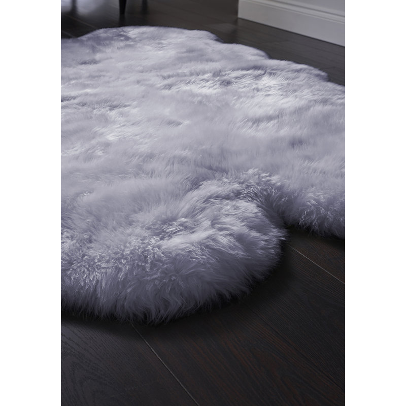 Nyx Solid Colour Quad Grey Sheepskin 105cm X 160cm Rug