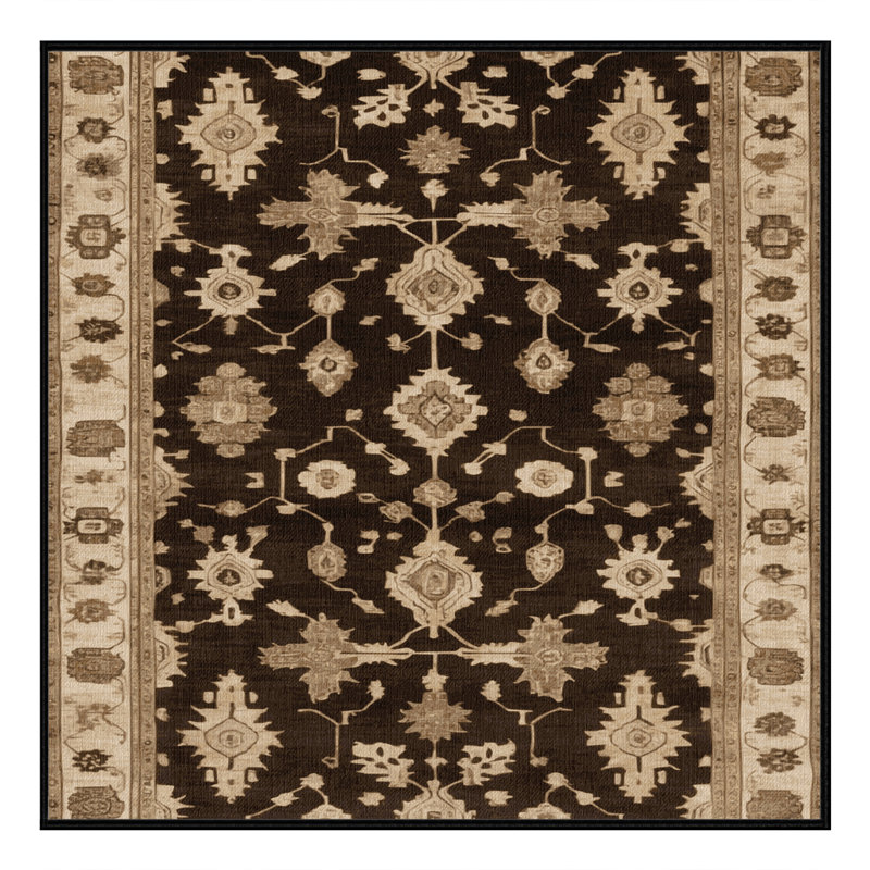 Machine Washable Overdyed Brown Area Rug, Square 8'