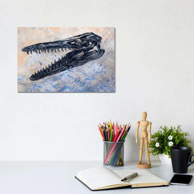Mosasaurus Dinosaur Skull by Harm Plat - Wrapped Canvas Print