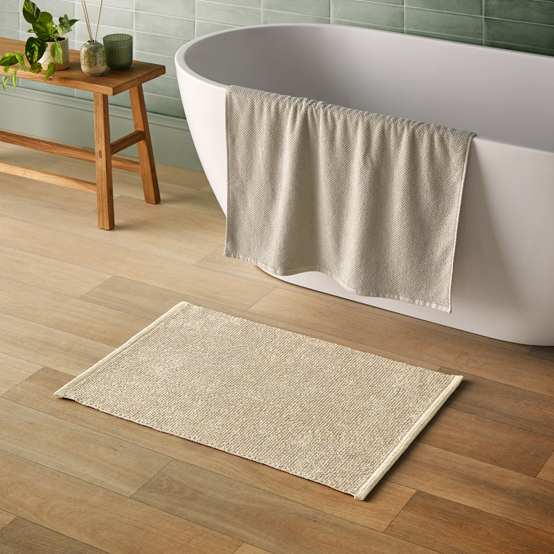 Silentnight Textured Knot Rectangle Bath Mat 100% Cotton BCI, Cream