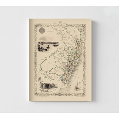 Nouvelle-Galles du Sud, Van Diemens Land, impression d'affiche carte du pays de Galles, décoration de bureau à domicile rustique, décoration murale de bureau à domicile Atlas