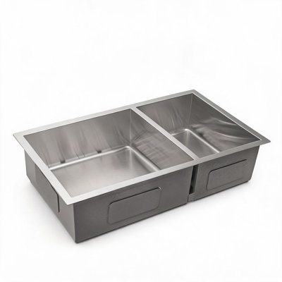 32 inch Brushed Nickel Stainless Steel Undermount Double Bowl Kitchen Sink with 9 Inch Deep Basins