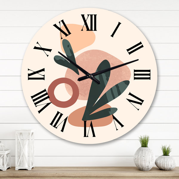 East Urban Home Terra Cotta Boho Drawing I Wall Clock | Wayfair