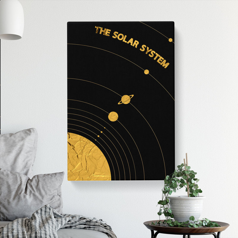 The Solar System In Gold - Wrapped Canvas, 60cm H x 40cm W x 3cm D