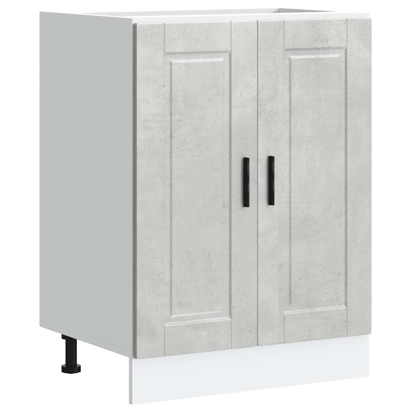 Latitude Run Kitchen Corner Base Cabinet Porto Smoked Oak Engineered Wood, 60 x 46 x 81.5 cm, Concrete Grey