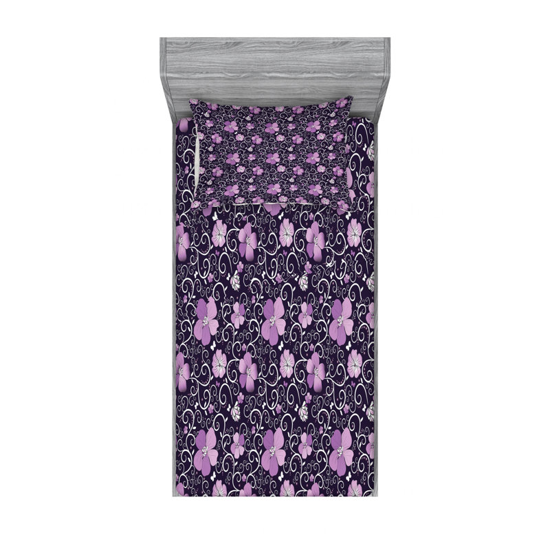 Microfiber Floral Sheet Set, Twin XL Sheet Set + Fitted Sheet + 1 Pillowcase