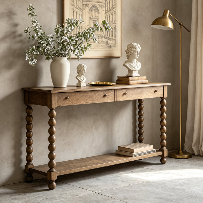 console à tiroirs de style français, 31.5" H x 62.99" W x 19.69" D