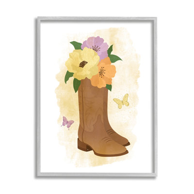 Blooming Country Boots by Martina Pavlova Single Picture Frame Print on Canvas