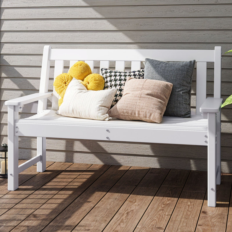 Banc d'extérieur en PEHD Aunye, Blanc