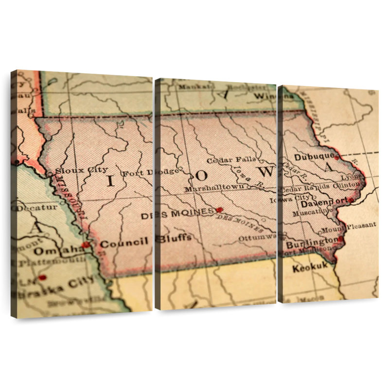 Carte rétro de l'Alaska, Iowa, H 20 po x l 33 po