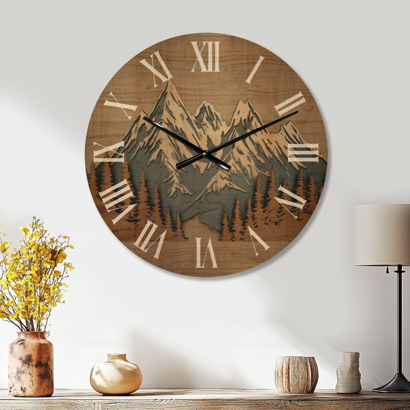Grande horloge murale marocaine en bois à imprimé marocain, Large