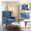 Button-Tufted Wingback Accent Chair - Solid Wood Legs with Rolled Arm &Thick Padded Cushion-996837706-987606960