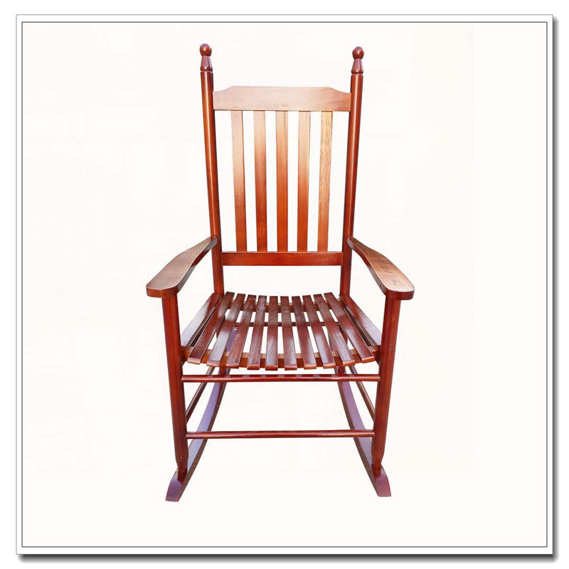 Chaise berçante en bois massif, Brun