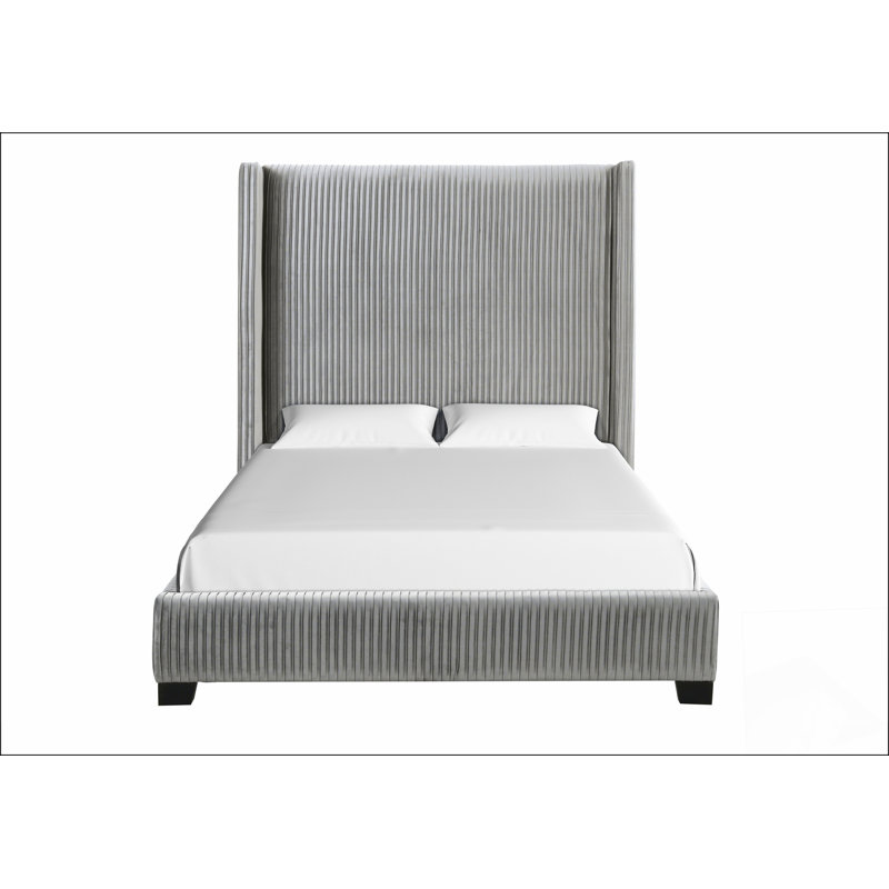 Grand lit tapissier Robuste et durable, moderne et simple, matériaux écologiques, facile à installer dans une boîte gris clair