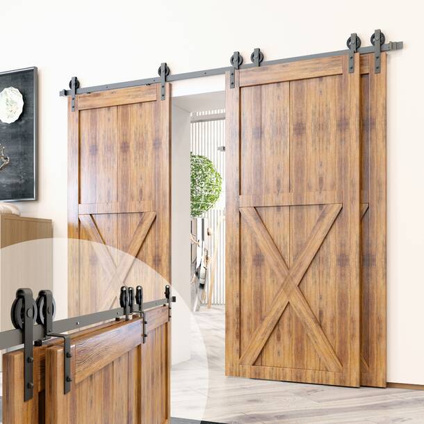 Homacer Single Bypass Double Door Barn Door Hardware Kit & Reviews ...