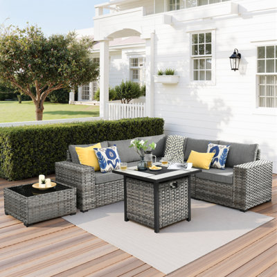 Bobia 7 Piece Wicker Sectional Seating Group with Cushions