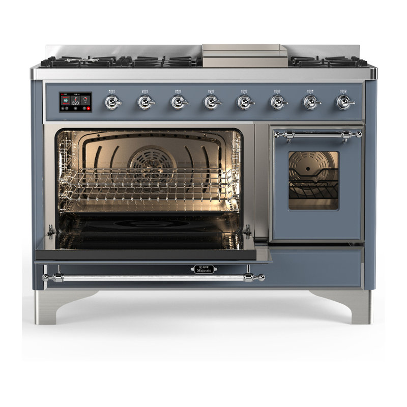 Majestic III Series 48 Inch Dual Fuel Range with 5 Sealed Burners, Griddle, Frenchtop in Matte Graphite (Liquid Propane, Burnished Trim)