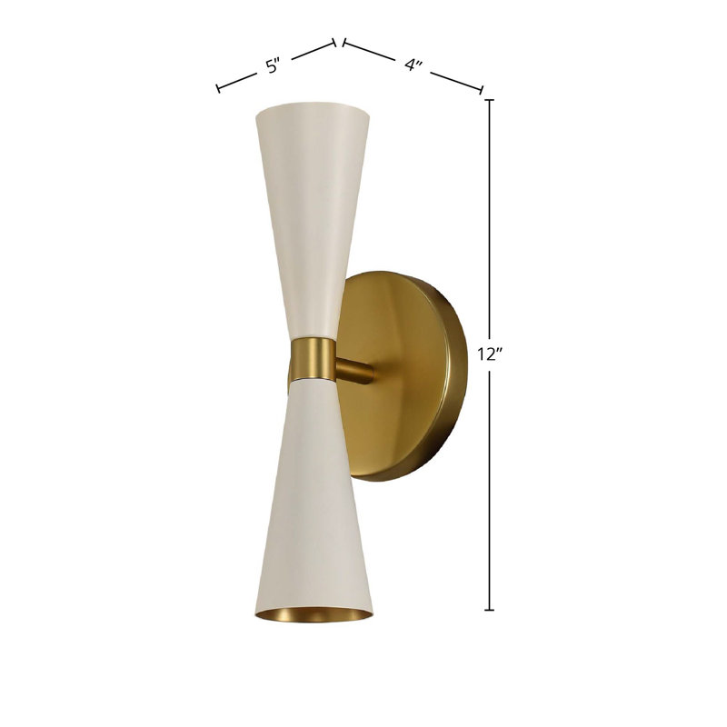 Milo 2 LT White w/ Vintage Brass Wall Sconce Kalco, White/Vintage Brass