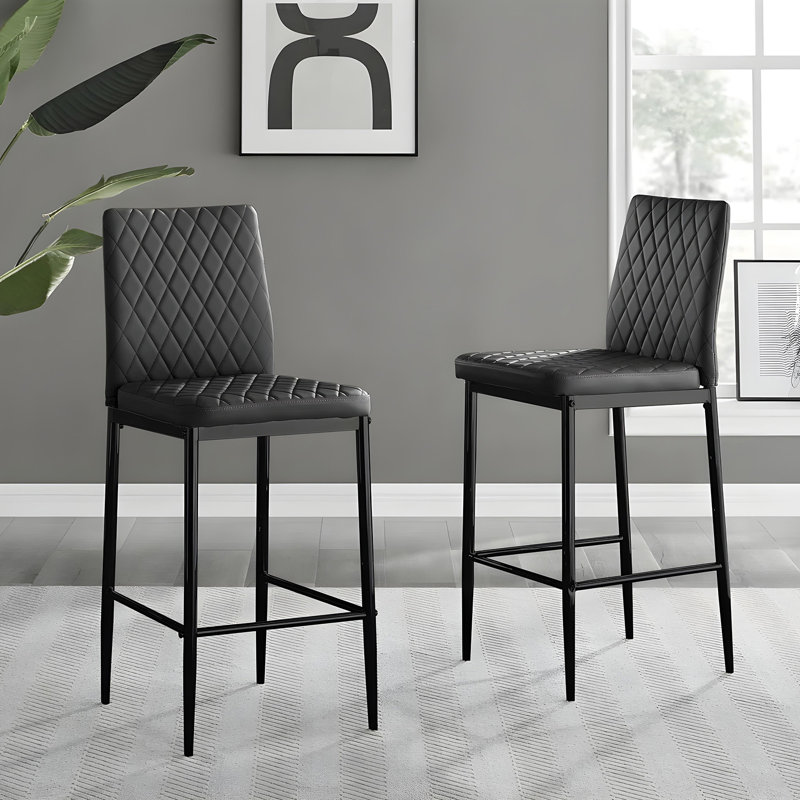 Upholstered Counter Stool with Metal Frame