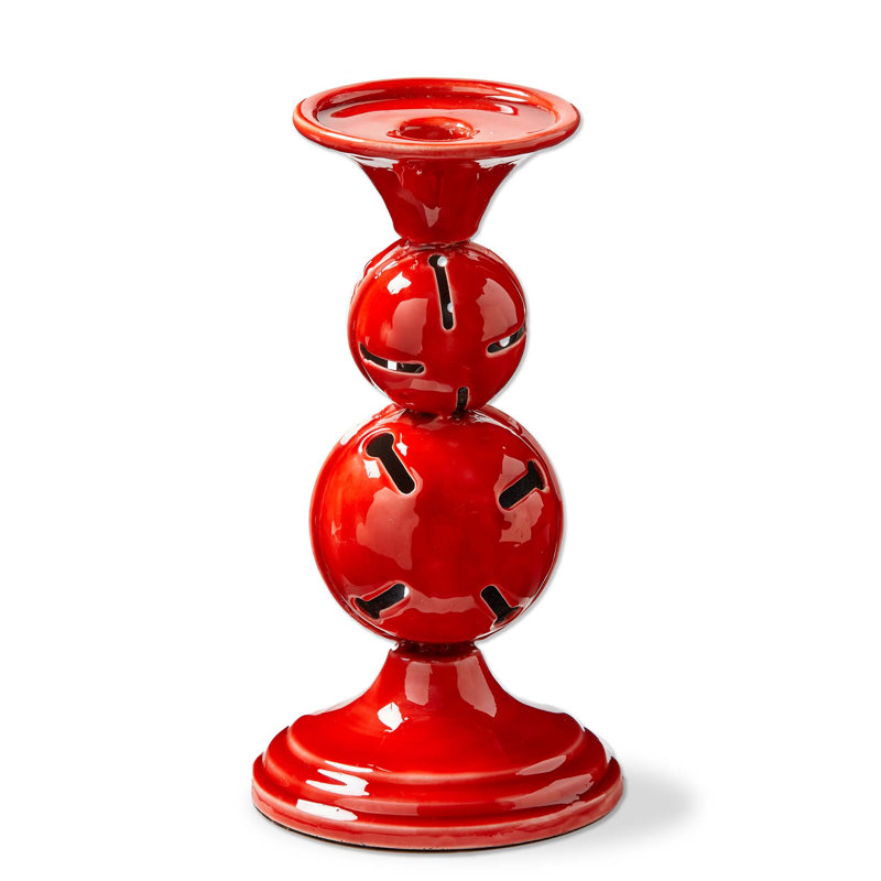 Jingle Bell Enamel Taper/Pillar Sm, 9'' H x 4.75'' W x 4.75'' D