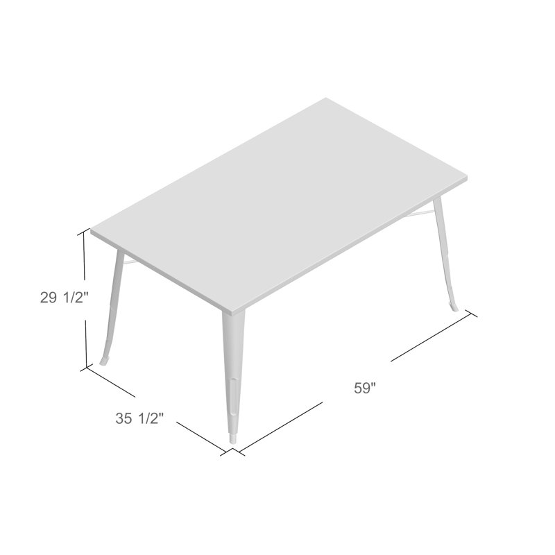 Solid Wood Top Metal Base Dining Table, Metallic