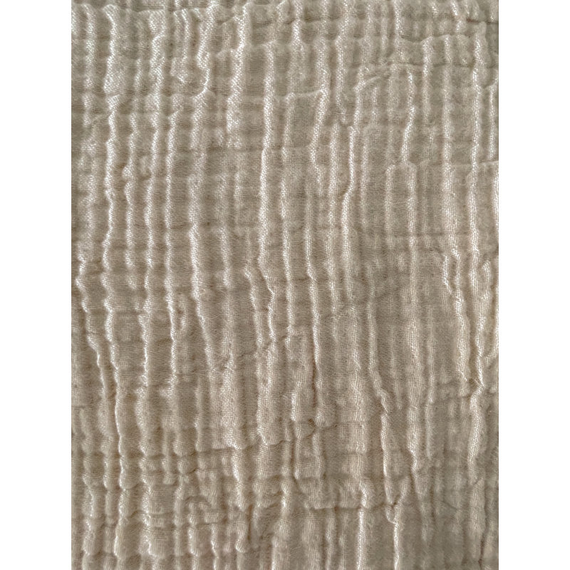 Crinkled Turkish Cotton Reversible Throw Blanket in Natural Yellow