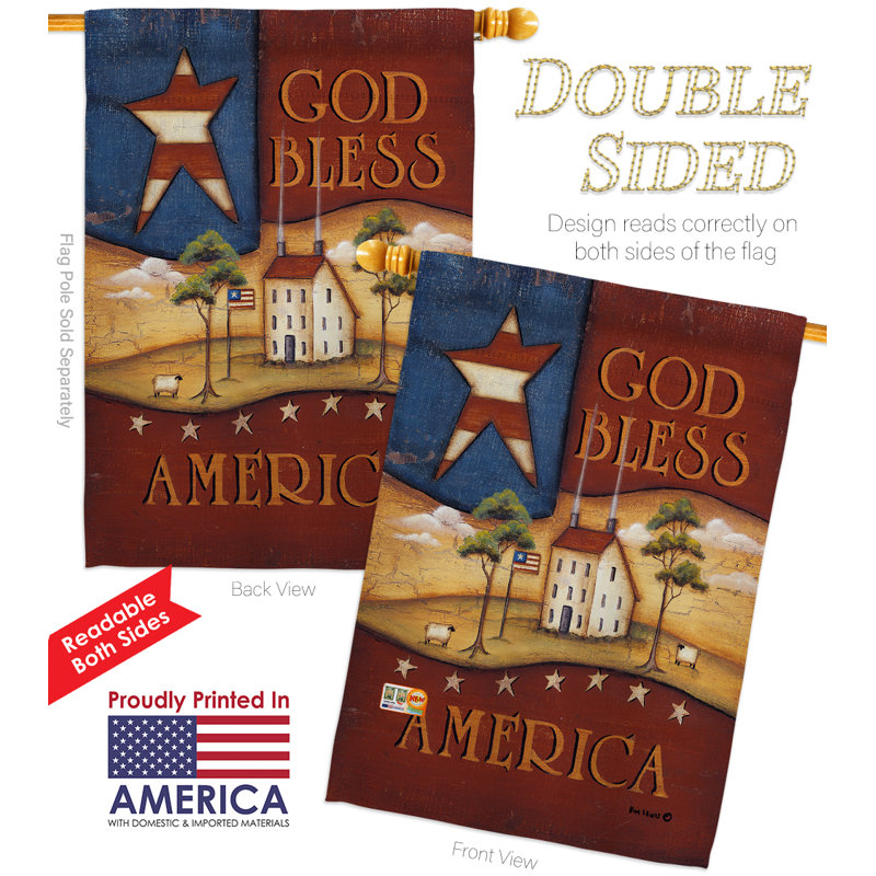 Polyester à 2 faces god bless america 4 ? ensemble de drapeaux 3 pi.