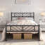 Minimalist Metal Slatted Bed Platform with Arrow Design Headboard-1221307263-1221195389