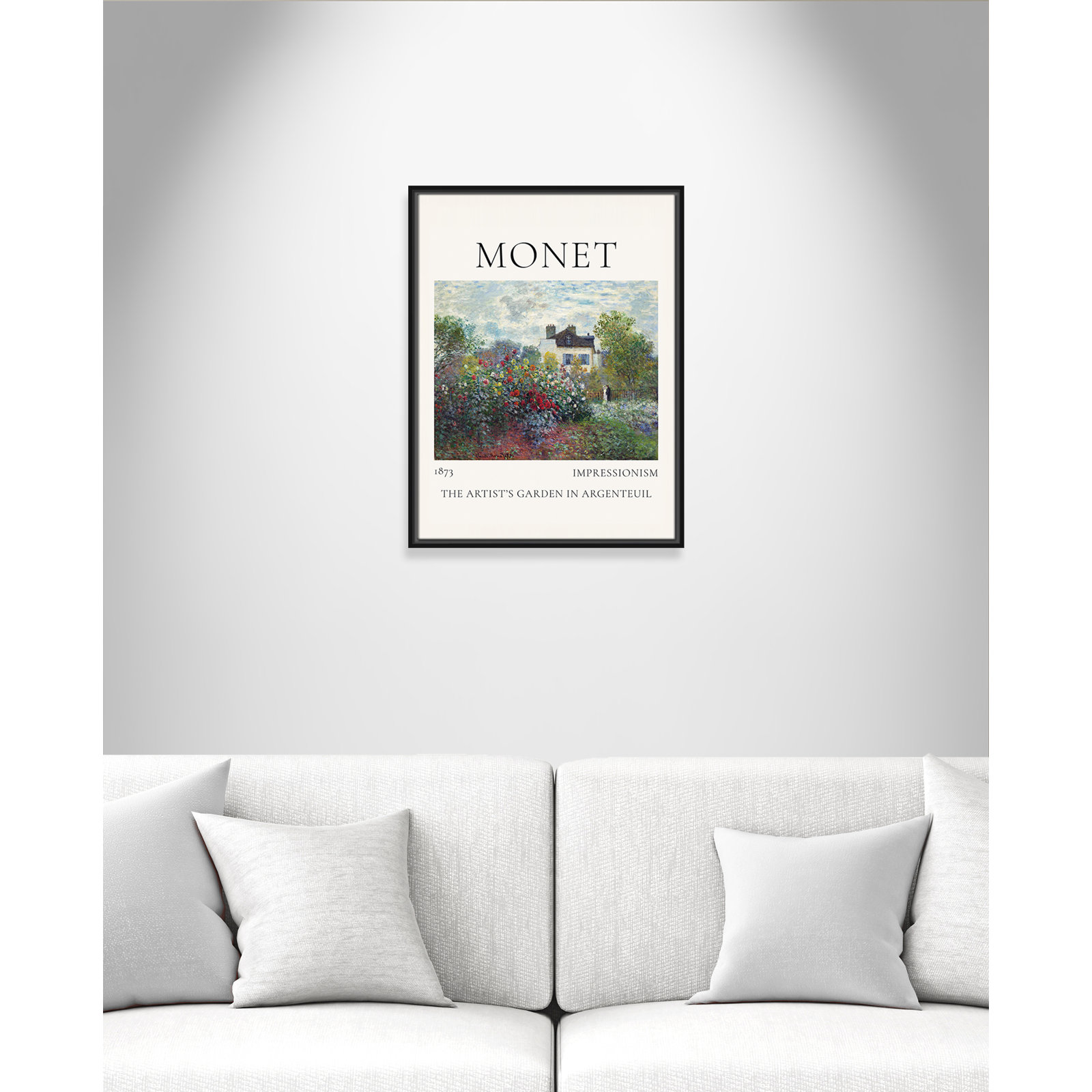 Artists Garden in Argenteuil Print by Claude Monet, No, 25.5" H x 19.5" W x 2" D, Black Floater Frame
