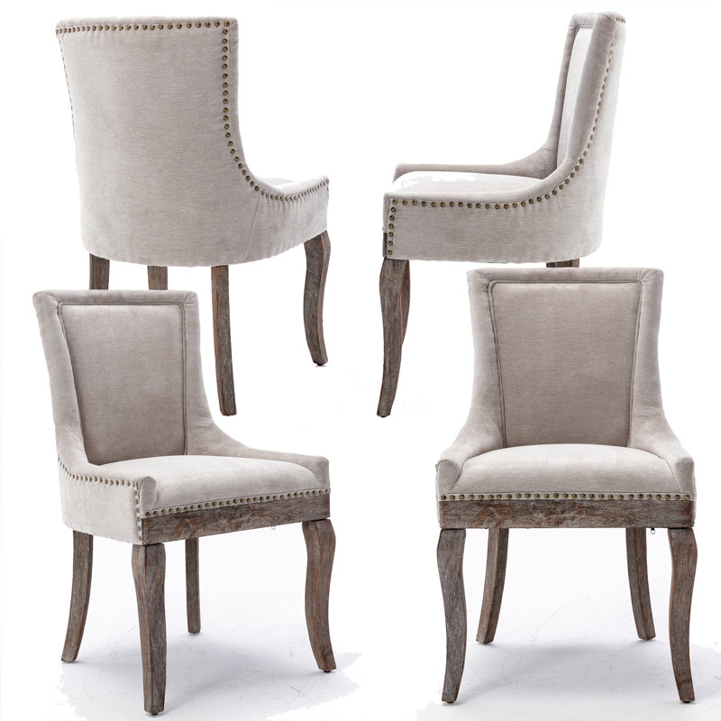 Aadam 20.8'' H Polyester/Polyester Blend Upholstered Side Chair, Beige