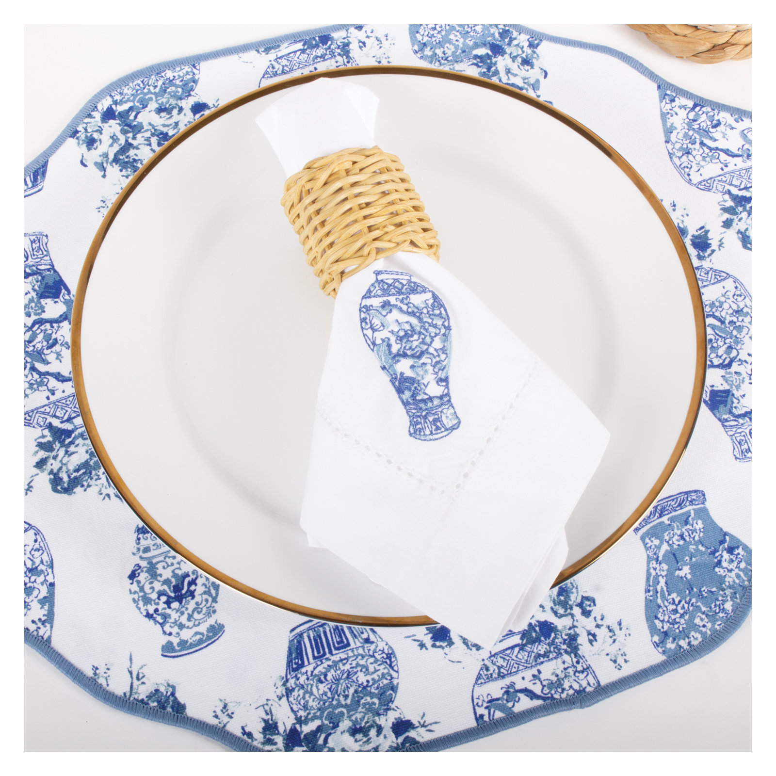 Garden Buds Scalloped Reversible Placemat Set