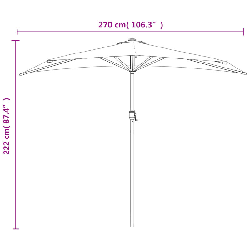 Hudson Oaks Balcony Parasol, Green, 87.4" H x 106.3" W