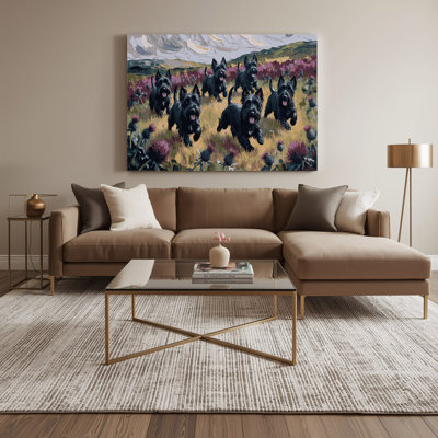 Dogs Scottish Terrier Purple Canvas Wall Art