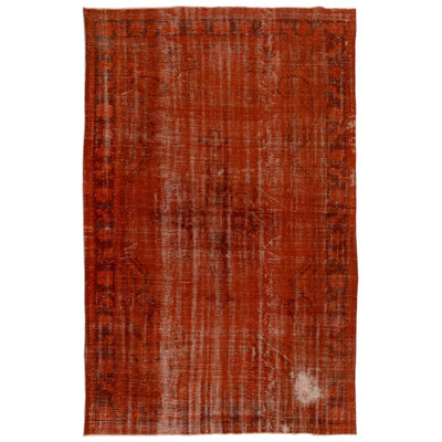 Tapis turc 7,6 x 11,4 pi fait à la main avec motif médaillon surteint de couleur orange