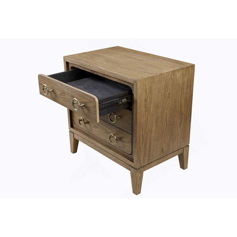 Table de chevet 3 tiroirs avec finition USB au lait