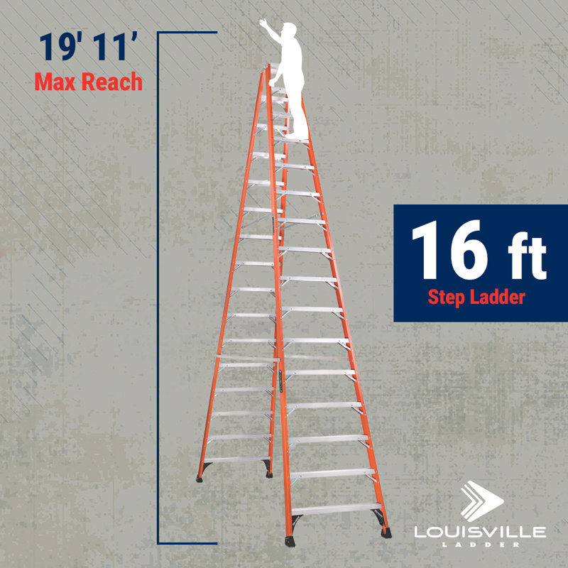 16 ft. Fiberglass Twin Step Ladder with 375 lbs. Load Capacity Type IAA Duty Rating